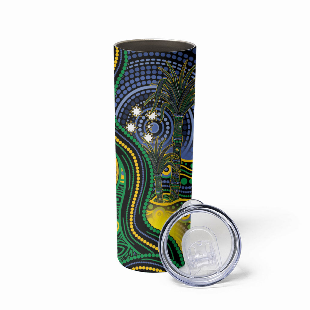 Australian South Sea Islanders National Recognition Day Skinny Tumbler Southern Cross Aboriginal Dot Art Sugarcane