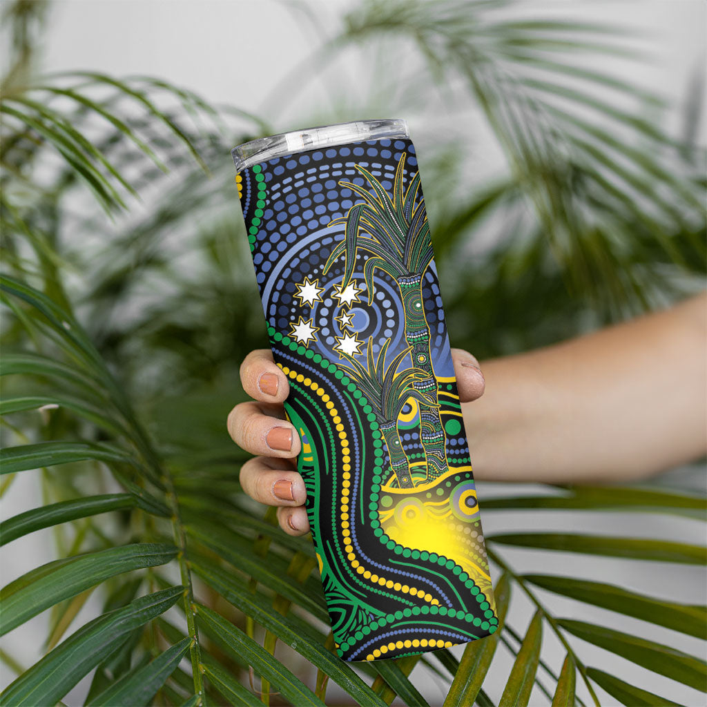 Australian South Sea Islanders National Recognition Day Skinny Tumbler Southern Cross Aboriginal Dot Art Sugarcane