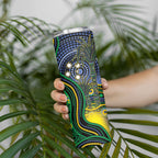Australian South Sea Islanders National Recognition Day Skinny Tumbler Southern Cross Aboriginal Dot Art Sugarcane