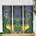 Australian South Sea Islanders National Recognition Day Skinny Tumbler Southern Cross Aboriginal Dot Art Sugarcane