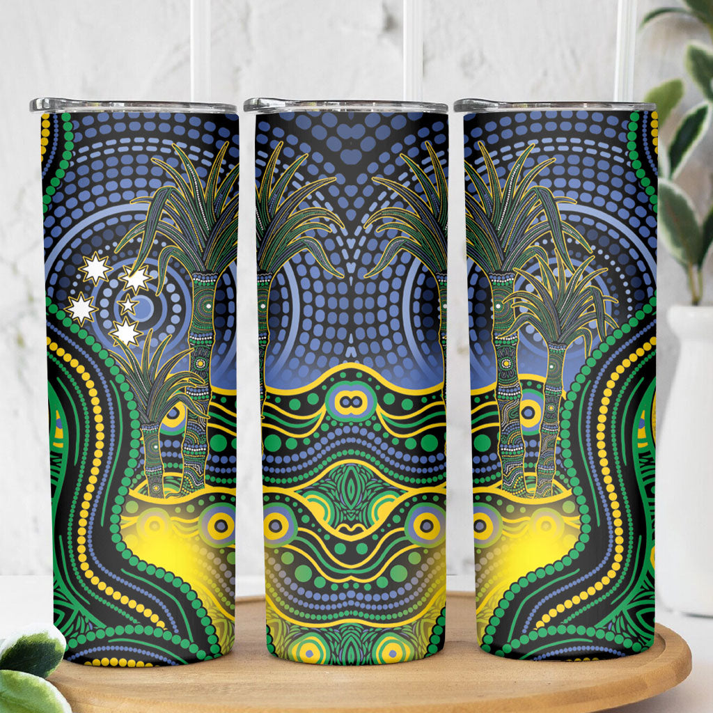 Australian South Sea Islanders National Recognition Day Skinny Tumbler Southern Cross Aboriginal Dot Art Sugarcane