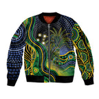 Australian South Sea Islanders National Recognition Day Sleeve Zip Bomber Jacket Southern Cross Aboriginal Dot Art Sugarcane