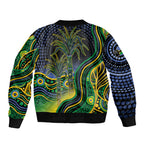 Australian South Sea Islanders National Recognition Day Sleeve Zip Bomber Jacket Southern Cross Aboriginal Dot Art Sugarcane