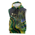 Australian South Sea Islander National Recognition Day Sleeveless Hoodie Southern Cross Aboriginal Dot Art Sugarcane