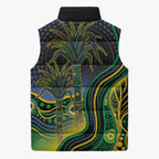 Australian South Sea Islanders National Recognition Day Sleeveless Puffer Jacket Southern Cross Aboriginal Dot Art Sugarcane