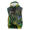 Australian South Sea Islanders National Recognition Day Sleeveless Zip Hoodie Southern Cross Aboriginal Dot Art Sugarcane