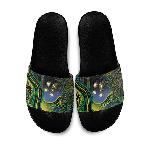 Australian South Sea Islanders National Recognition Day Slide Sandals Southern Cross Aboriginal Dot Art Sugarcane