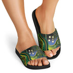 Australian South Sea Islander National Recognition Day Slide Sandals Southern Cross Aboriginal Dot Art Sugarcane