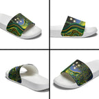 Australian South Sea Islander National Recognition Day Slide Sandals Southern Cross Aboriginal Dot Art Sugarcane
