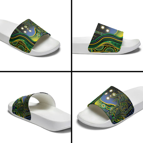 Australian South Sea Islanders National Recognition Day Slide Sandals Southern Cross Aboriginal Dot Art Sugarcane