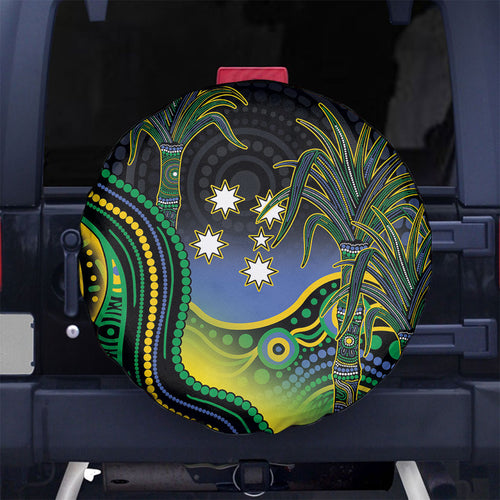 Australian South Sea Islanders National Recognition Day Spare Tire Cover Southern Cross Aboriginal Dot Art Sugarcane