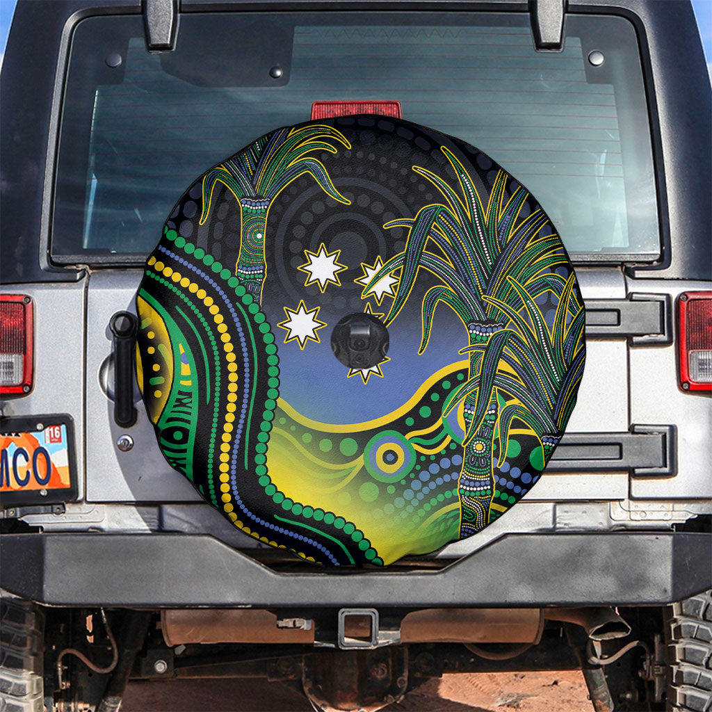 Australian South Sea Islander National Recognition Day Spare Tire Cover Southern Cross Aboriginal Dot Art Sugarcane