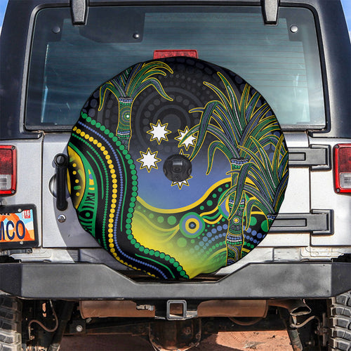 Australian South Sea Islanders National Recognition Day Spare Tire Cover Southern Cross Aboriginal Dot Art Sugarcane