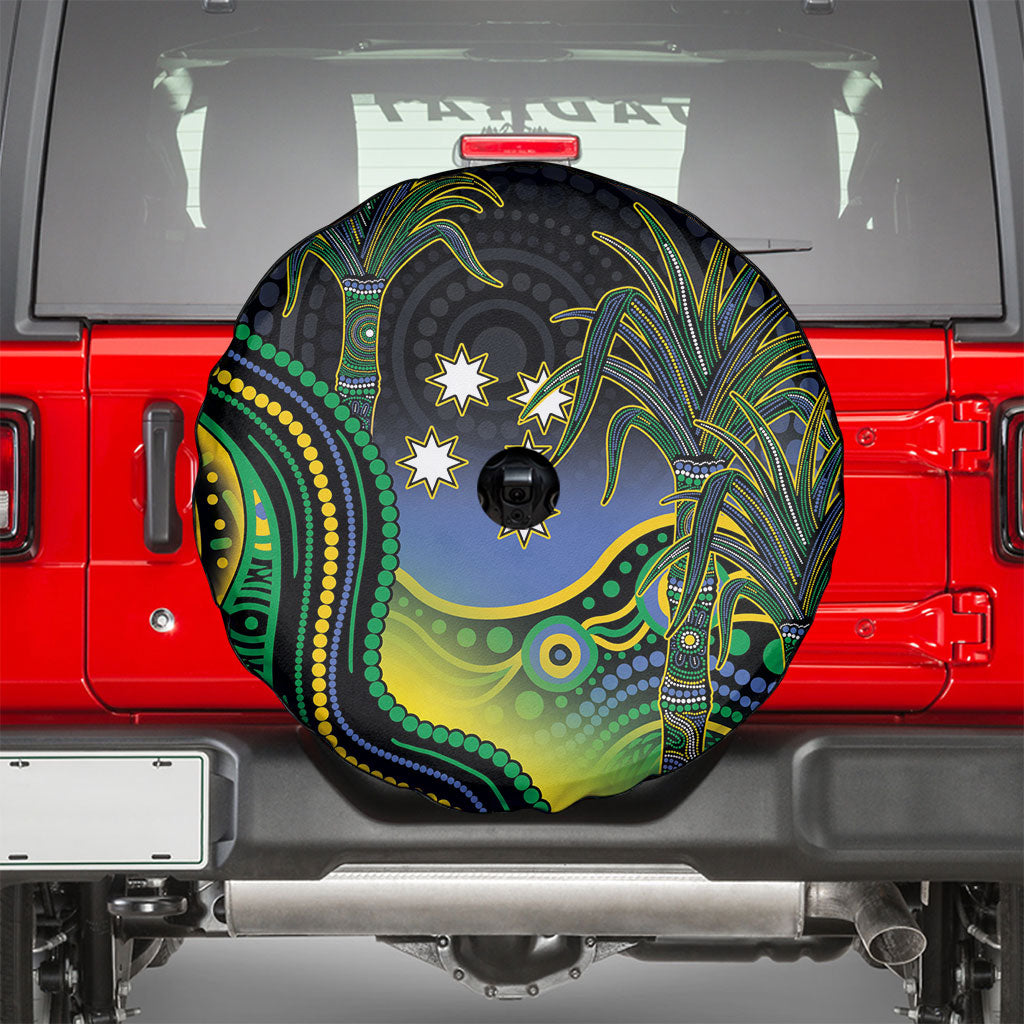 Australian South Sea Islander National Recognition Day Spare Tire Cover Southern Cross Aboriginal Dot Art Sugarcane