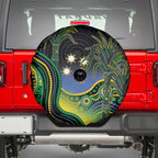Australian South Sea Islander National Recognition Day Spare Tire Cover Southern Cross Aboriginal Dot Art Sugarcane