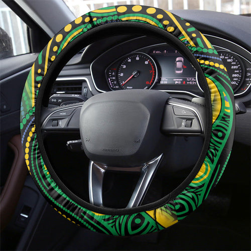 Australian South Sea Islanders National Recognition Day Steering Wheel Cover Southern Cross Aboriginal Dot Art Sugarcane