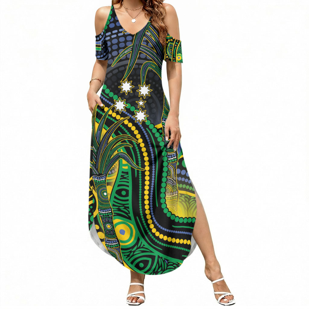 Australian South Sea Islander National Recognition Day Summer Maxi Dress Southern Cross Aboriginal Dot Art Sugarcane