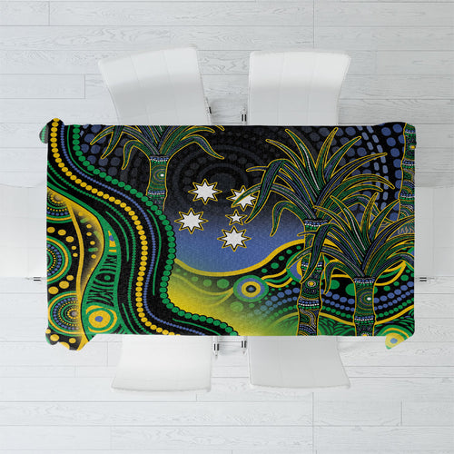 Australian South Sea Islanders National Recognition Day Tablecloth Southern Cross Aboriginal Dot Art Sugarcane