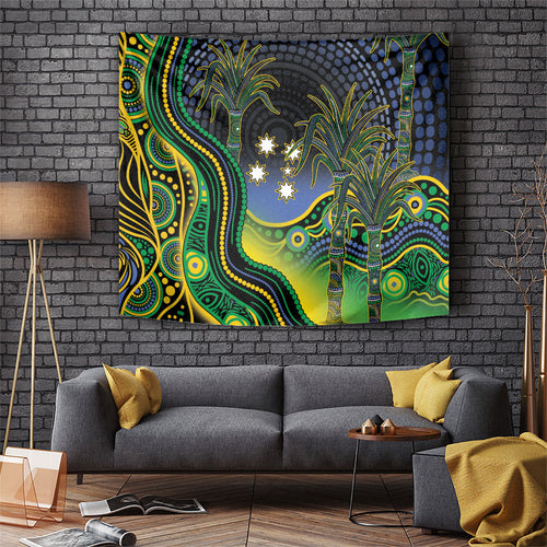 Australian South Sea Islanders National Recognition Day Tapestry Southern Cross Aboriginal Dot Art Sugarcane