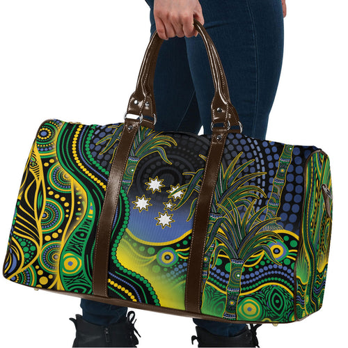 Australian South Sea Islanders National Recognition Day Travel Bag Southern Cross Aboriginal Dot Art Sugarcane