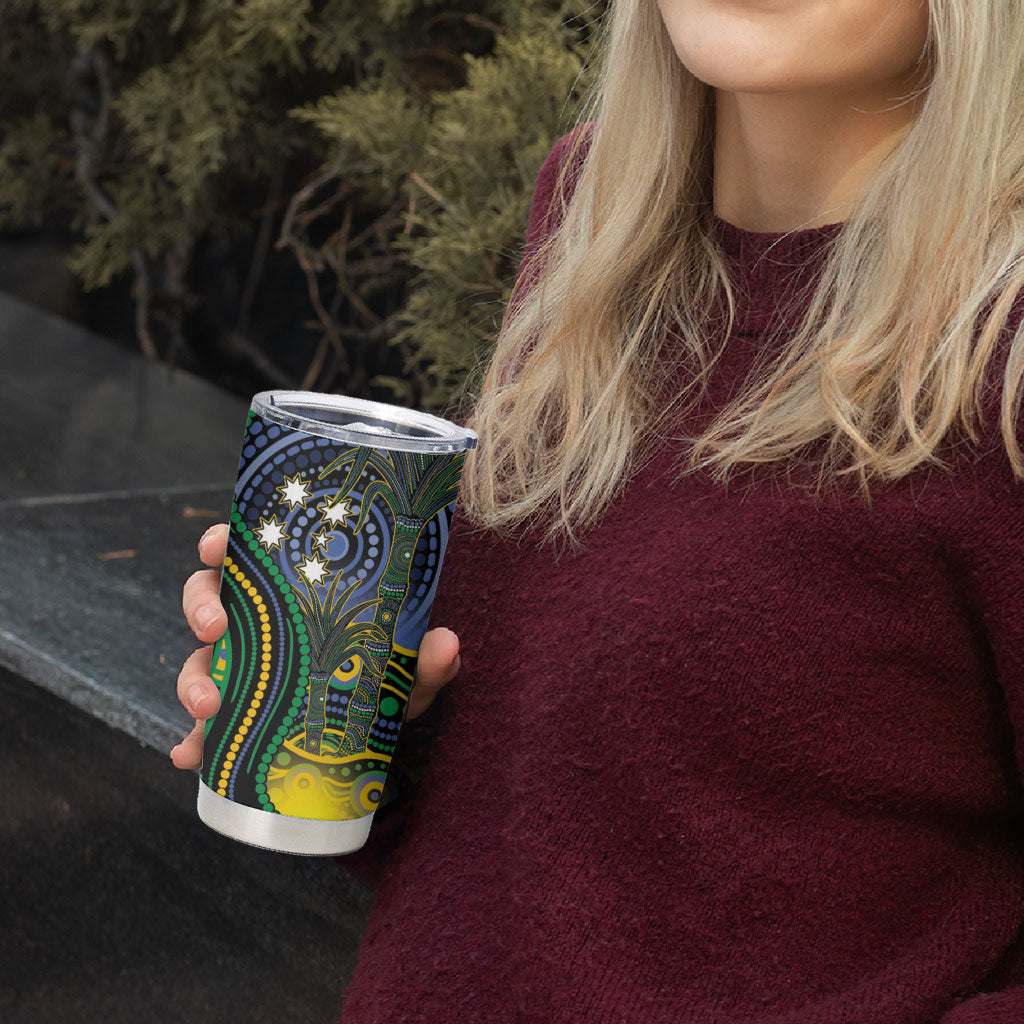 Australian South Sea Islanders National Recognition Day Tumbler Cup Southern Cross Aboriginal Dot Art Sugarcane