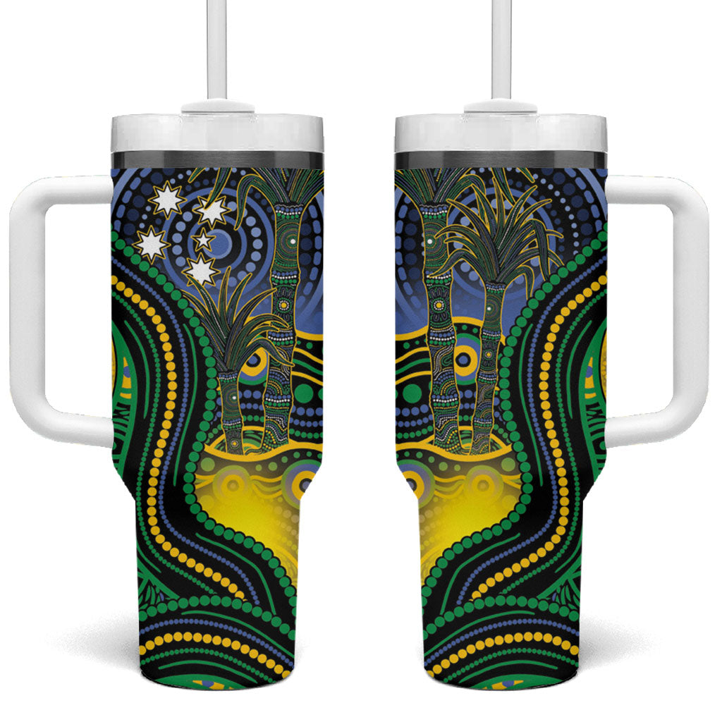 Australian South Sea Islander National Recognition Day Tumbler With Handle Southern Cross Aboriginal Dot Art Sugarcane