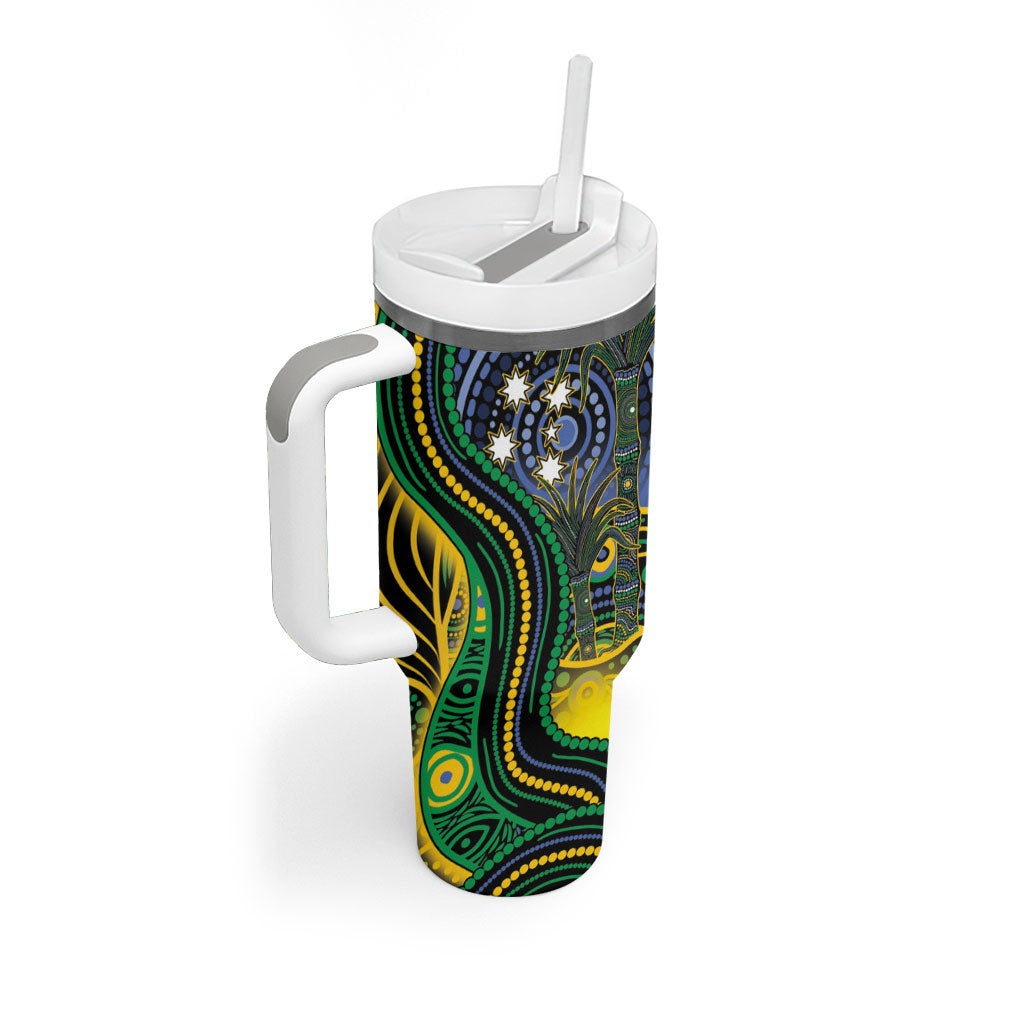 Australian South Sea Islander National Recognition Day Tumbler With Handle Southern Cross Aboriginal Dot Art Sugarcane