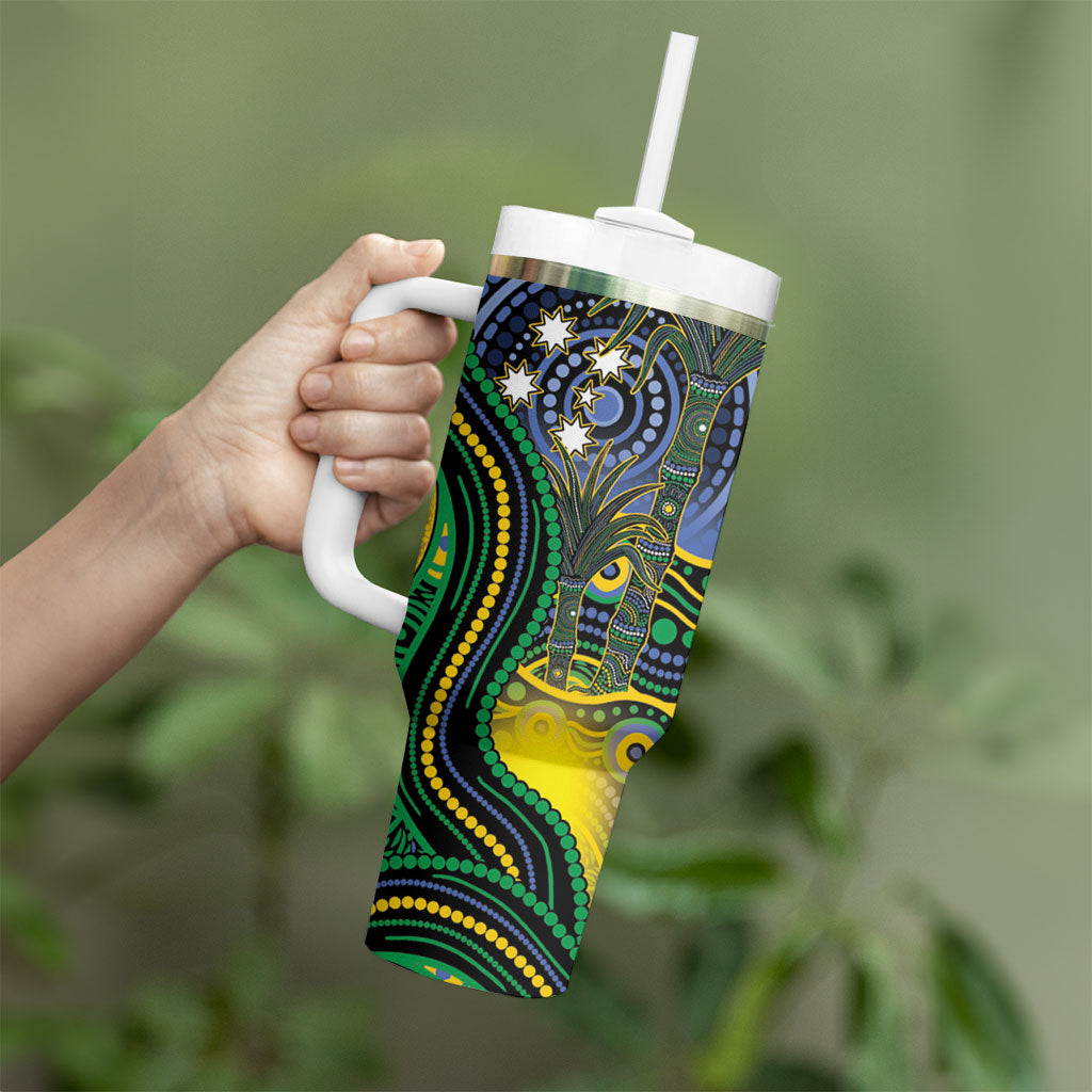 Australian South Sea Islander National Recognition Day Tumbler With Handle Southern Cross Aboriginal Dot Art Sugarcane