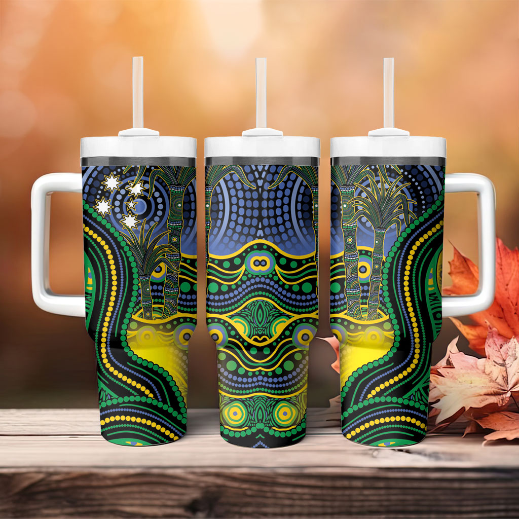 Australian South Sea Islander National Recognition Day Tumbler With Handle Southern Cross Aboriginal Dot Art Sugarcane