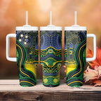 Australian South Sea Islander National Recognition Day Tumbler With Handle Southern Cross Aboriginal Dot Art Sugarcane