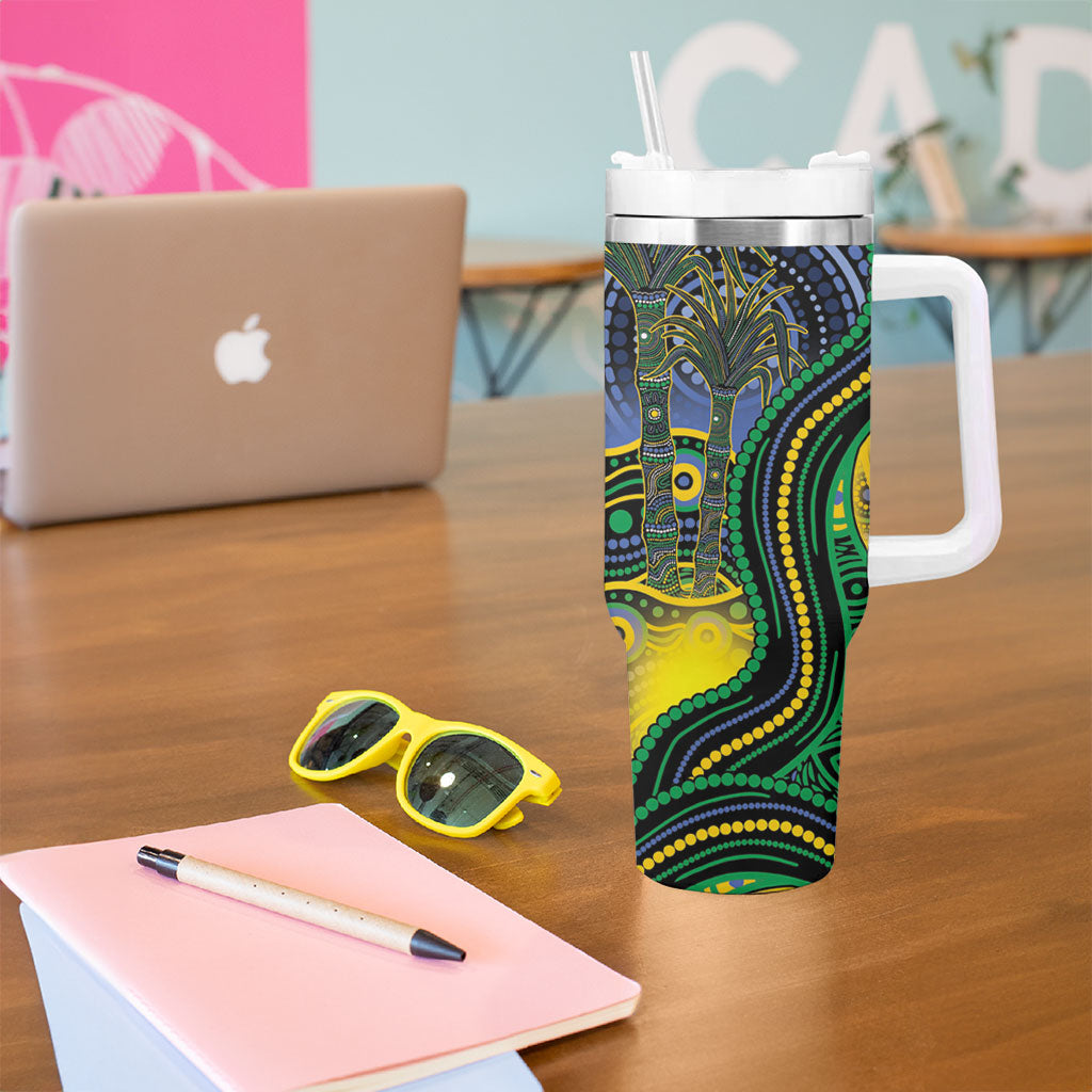 Australian South Sea Islander National Recognition Day Tumbler With Handle Southern Cross Aboriginal Dot Art Sugarcane