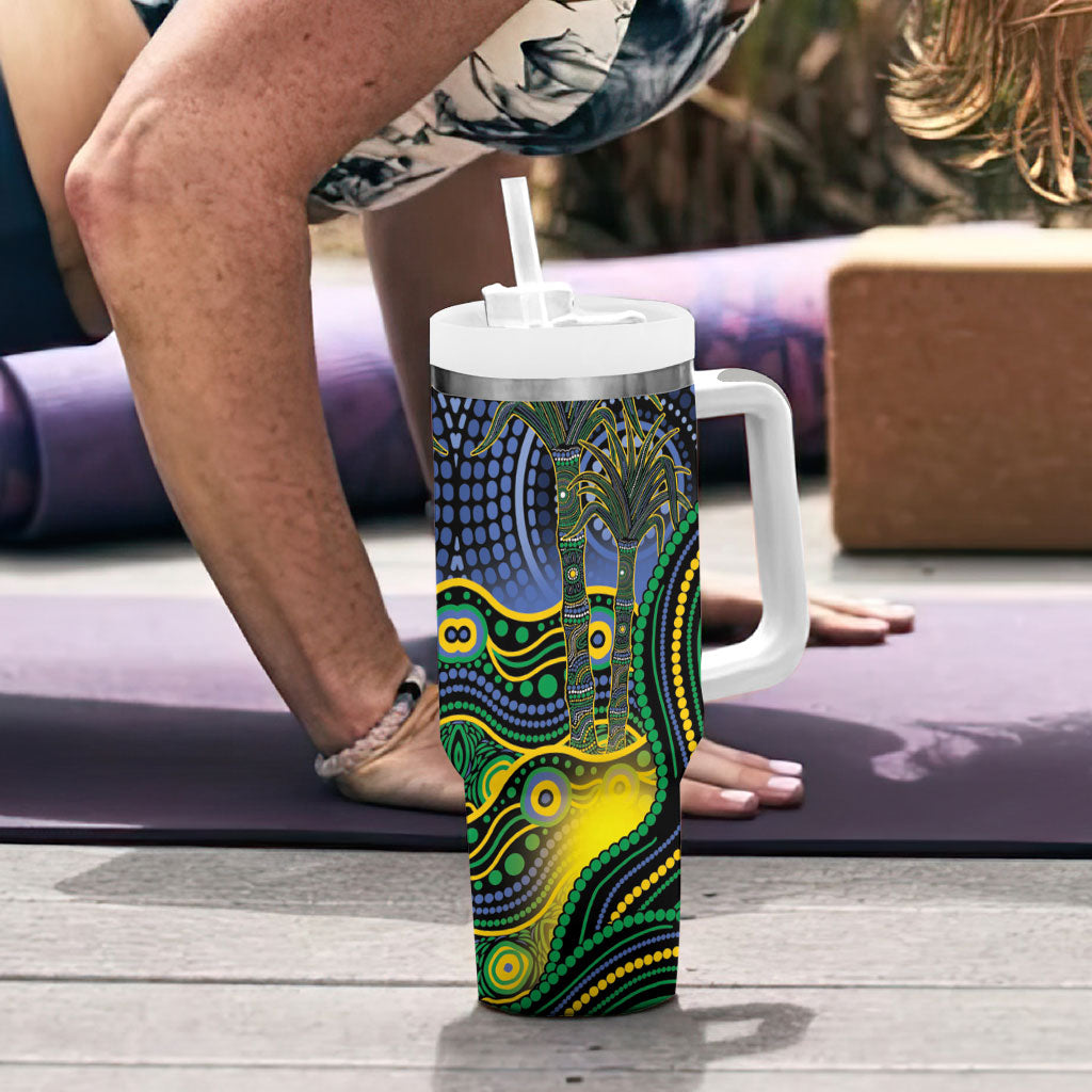 Australian South Sea Islander National Recognition Day Tumbler With Handle Southern Cross Aboriginal Dot Art Sugarcane