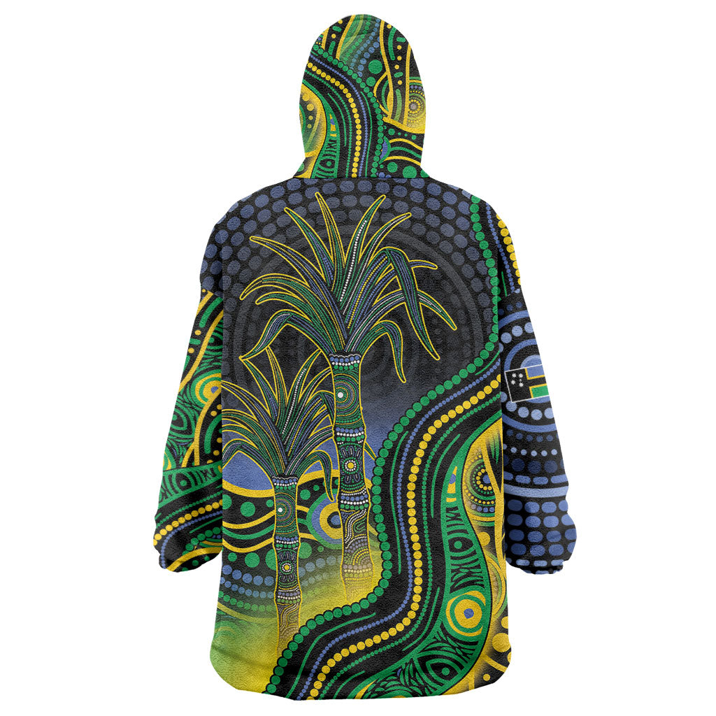 Australian South Sea Islander National Recognition Day Wearable Blanket Hoodie Southern Cross Aboriginal Dot Art Sugarcane