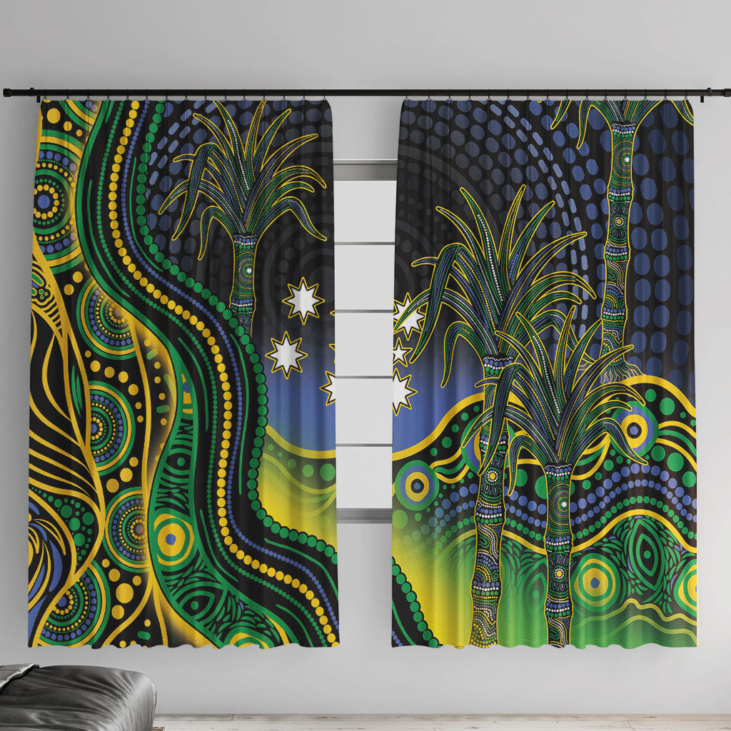 Australian South Sea Islander National Recognition Day Window Curtain Southern Cross Aboriginal Dot Art Sugarcane