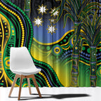 Australian South Sea Islander National Recognition Day Window Curtain Southern Cross Aboriginal Dot Art Sugarcane