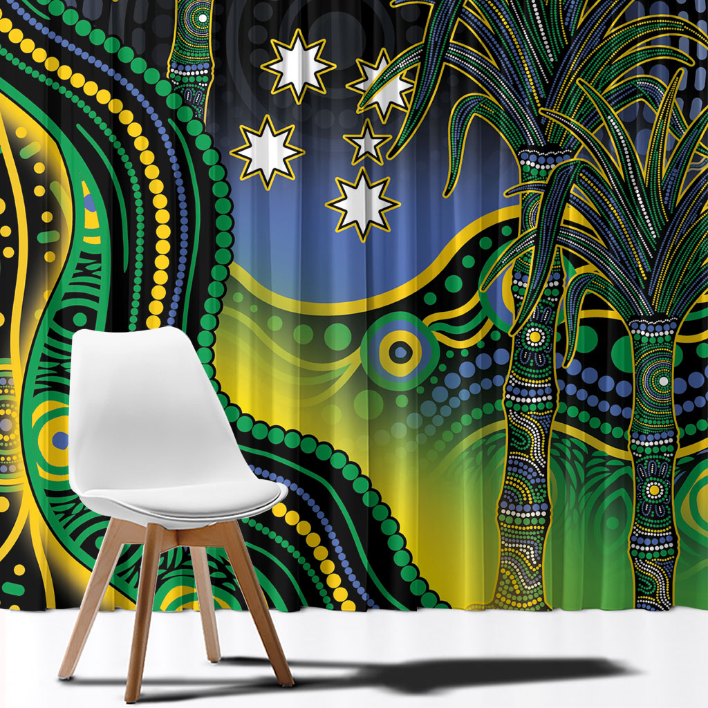 Australian South Sea Islander National Recognition Day Window Curtain Southern Cross Aboriginal Dot Art Sugarcane