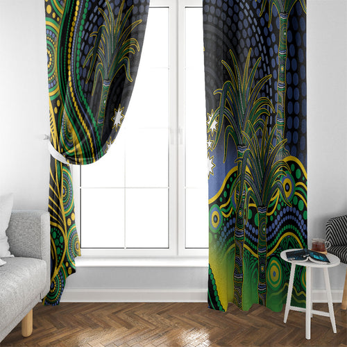 Australian South Sea Islanders National Recognition Day Window Curtain Southern Cross Aboriginal Dot Art Sugarcane