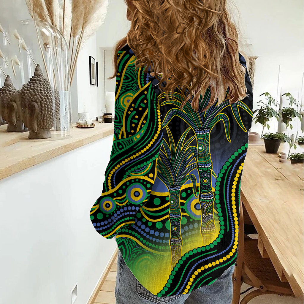 Australian South Sea Islander National Recognition Day Women Casual Shirt Southern Cross Aboriginal Dot Art Sugarcane