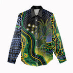 Australian South Sea Islander National Recognition Day Women Casual Shirt Southern Cross Aboriginal Dot Art Sugarcane