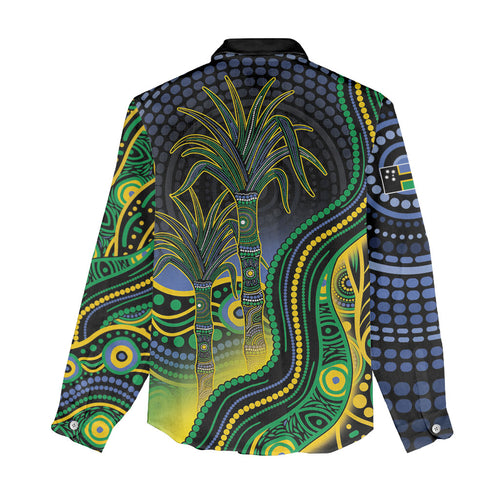 Australian South Sea Islander National Recognition Day Women Casual Shirt Southern Cross Aboriginal Dot Art Sugarcane
