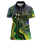 Australian South Sea Islanders National Recognition Day Women Polo Shirt Southern Cross Aboriginal Dot Art Sugarcane
