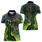 Australian South Sea Islanders National Recognition Day Women Polo Shirt Southern Cross Aboriginal Dot Art Sugarcane