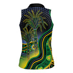 Australian South Sea Islanders National Recognition Day Women Sleeveless Polo Shirt Southern Cross Aboriginal Dot Art Sugarcane