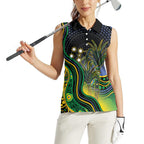 Australian South Sea Islanders National Recognition Day Women Sleeveless Polo Shirt Southern Cross Aboriginal Dot Art Sugarcane