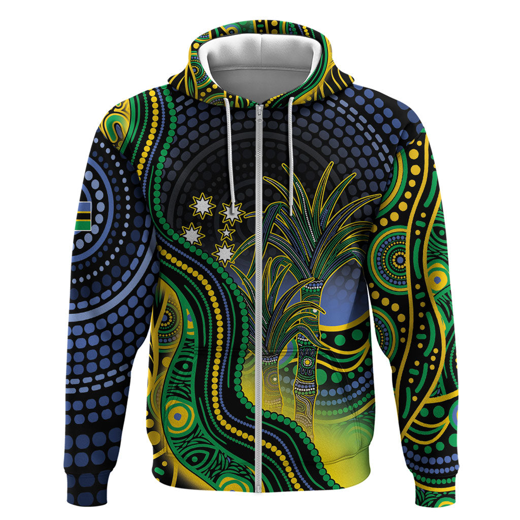 Australian South Sea Islander National Recognition Day Zip Hoodie Southern Cross Aboriginal Dot Art Sugarcane