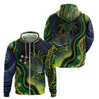 Australian South Sea Islander National Recognition Day Zip Hoodie Southern Cross Aboriginal Dot Art Sugarcane