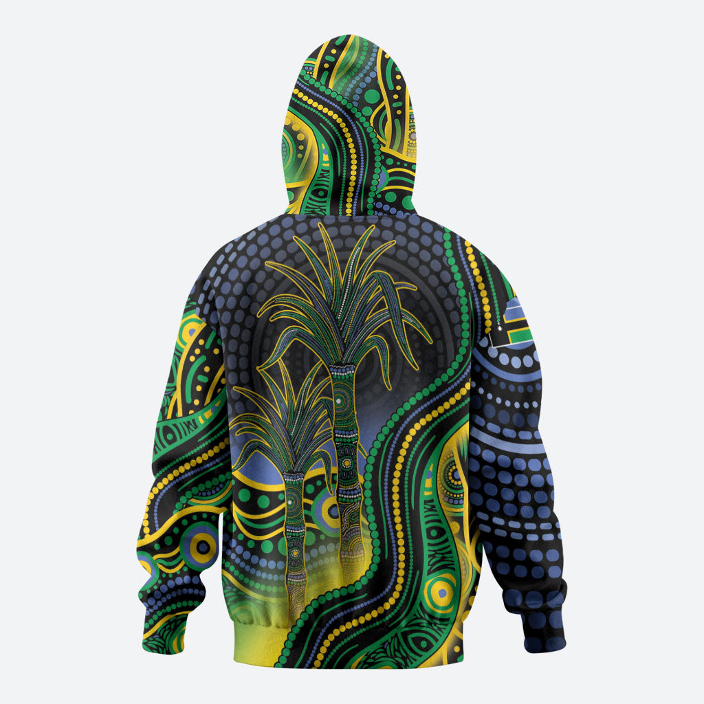 Australian South Sea Islander National Recognition Day Zip Hoodie Southern Cross Aboriginal Dot Art Sugarcane