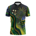 Australian South Sea Islanders National Recognition Day Zipper Polo Shirt Southern Cross Aboriginal Dot Art Sugarcane