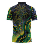 Australian South Sea Islanders National Recognition Day Zipper Polo Shirt Southern Cross Aboriginal Dot Art Sugarcane