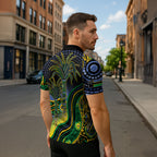Australian South Sea Islanders National Recognition Day Zipper Polo Shirt Southern Cross Aboriginal Dot Art Sugarcane